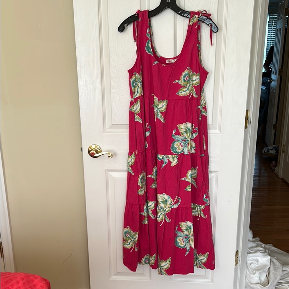 Faherty Pink Sundress Sleeveless Scoop Neck Midi